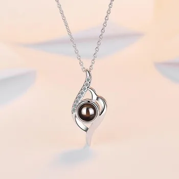 KOFSAC 2020 Hot 925 Sterling Silver Necklaces For Lady Jewelry I Love You In 100 Languages Projection Necklace Women Accessories