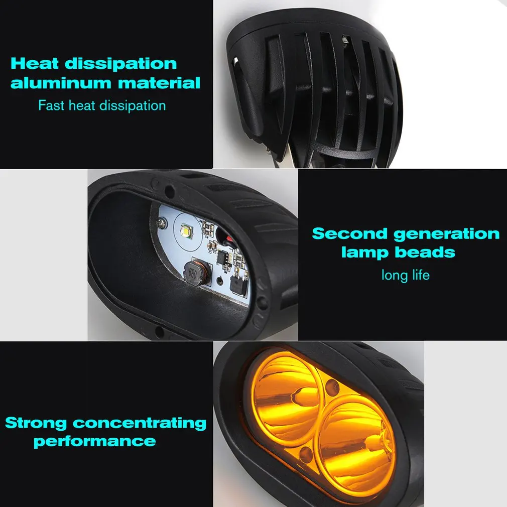 2J 20 Вт Светодиодный светильник для вождения мотоцикла светильник отраженный объектив светильник светодиодный светильник для мотоцикла Грузовик Лодка внедорожный ATV UTV