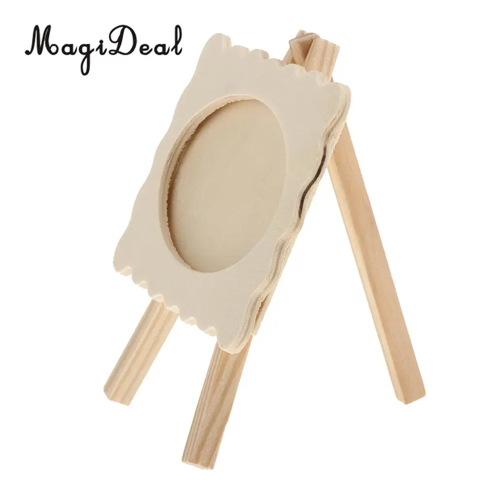 MagiDeal Unfinished Wood Photo Frames Easel Design Picture Frame for Kids DIY Craft for Bedroom Home Cafe Restaurant Craft Decor