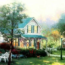 Роскошная вилла DIY картина по номерам 24 цвета пигментная щетка Живопись Искусство Ручная роспись креативная Цифровая живопись маслом