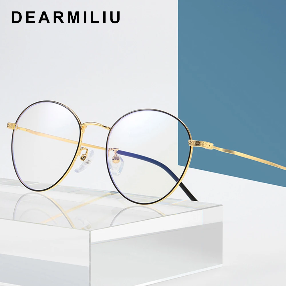 DEARMILIU овальные оправа из розового золота голубые световые блокирующие очки