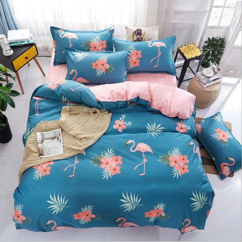 

Cartoon Pink Flamingo Bedding Sets 3/4pcs Fruits Pattern Bed Linings Duvet Cover Bed Sheet Pillowcases Cover Set