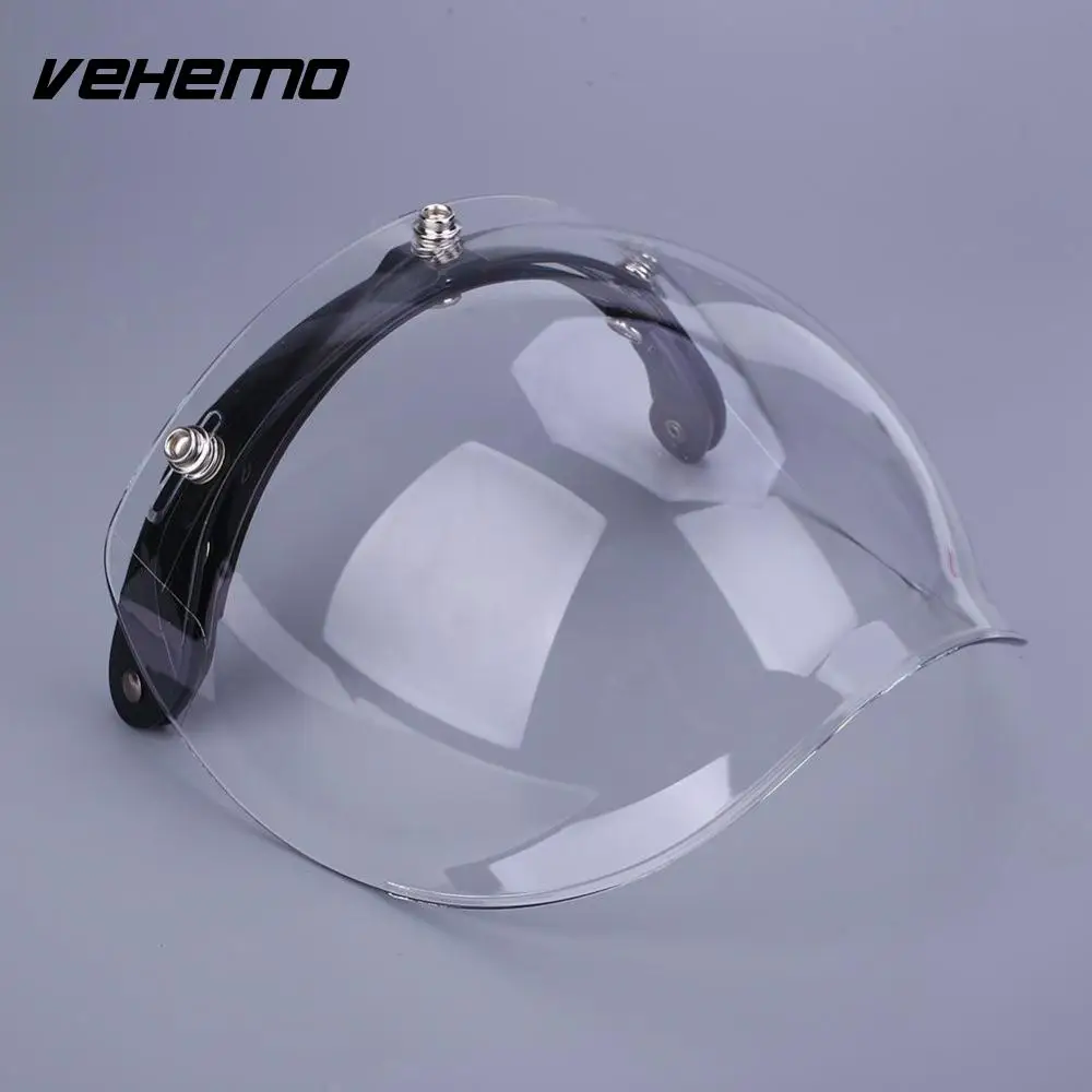 VEHEMO 2017 New transparent Men Women Open Face Motorcycle Helmet Bubble Visor Lens Motorbike