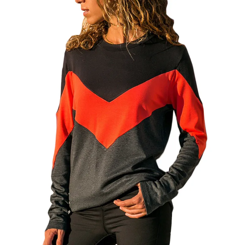Повседневные женские пуловеры в стиле пэчворк, осень, с длинным рукавом, с круглым вырезом, для отдыха, модные, цветные, в полоску, уличная одежда, топы - Цвет: Orange
