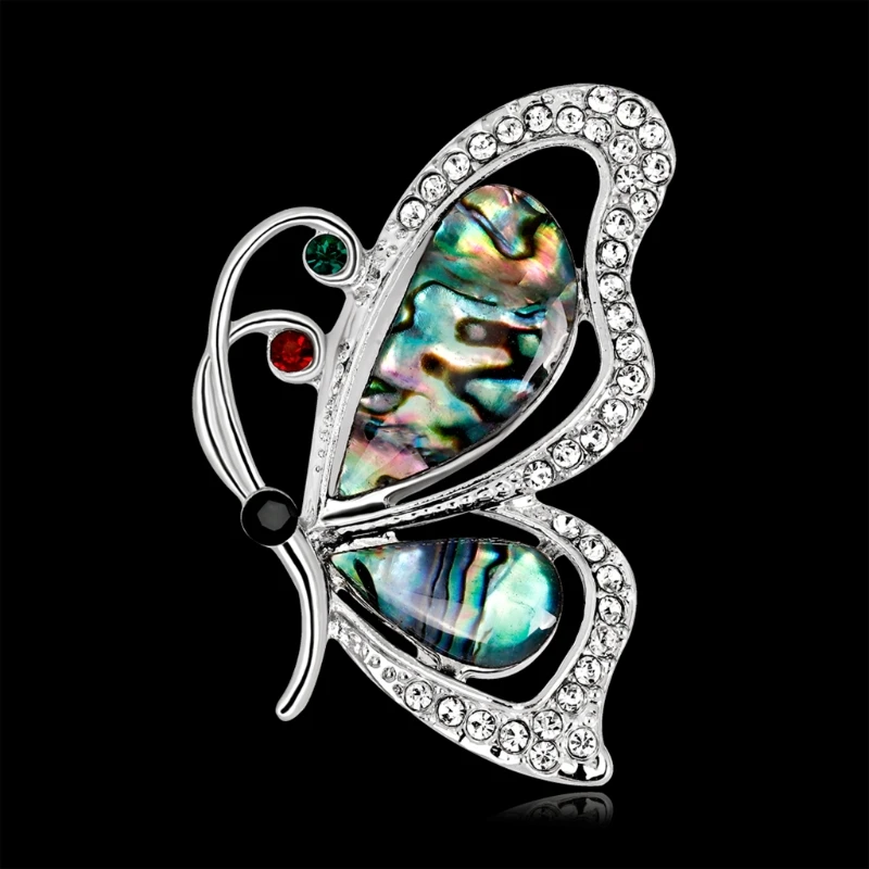 

Rhinestone Butterfly Shell Brooch Collar Pins Corsage Animal Badges Accessories Great gift