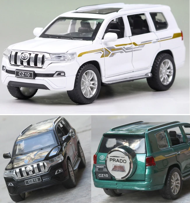 

Diecast 1:32 Scale Toyota prado Models Of Cars Metal Model Sound And Light Pull Back SUV 6 Doors Can Be Opened For Kids Toys