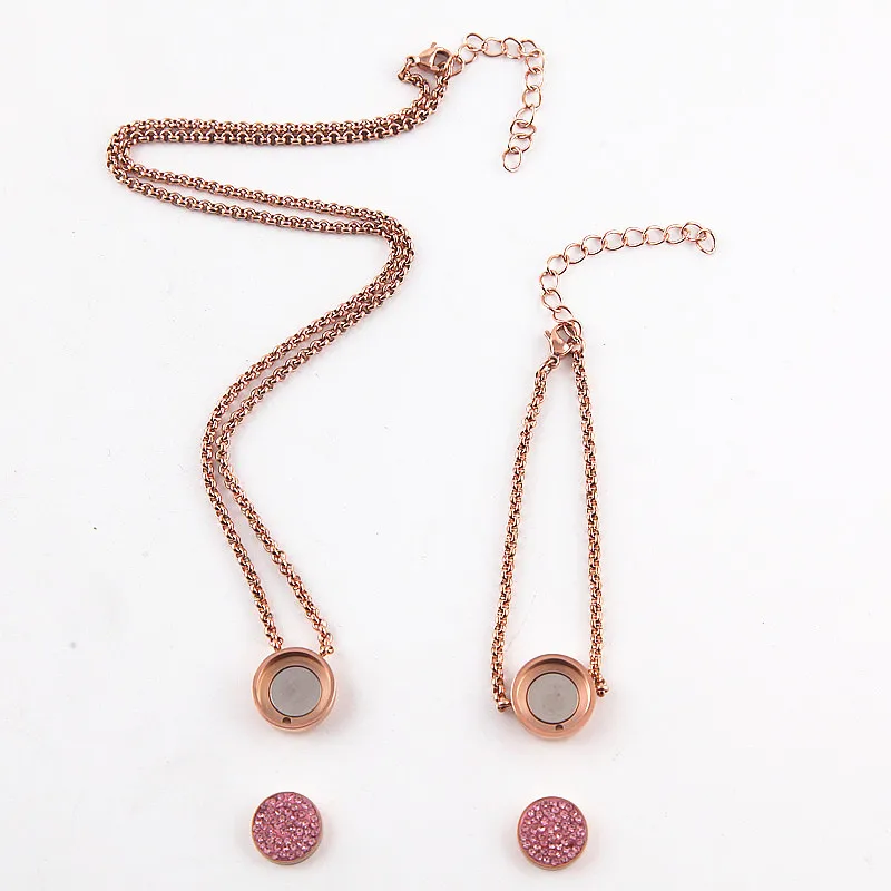 2 sets lujo Rosa oro magnético cristalino intercambiable mi moneda cambiar pulsera y collar DIY mujeres joyas 2 sets lujo Rosa oro magnético cristalino intercambiable mi moneda cambiar pulsera y collar DIY mujeres joyas