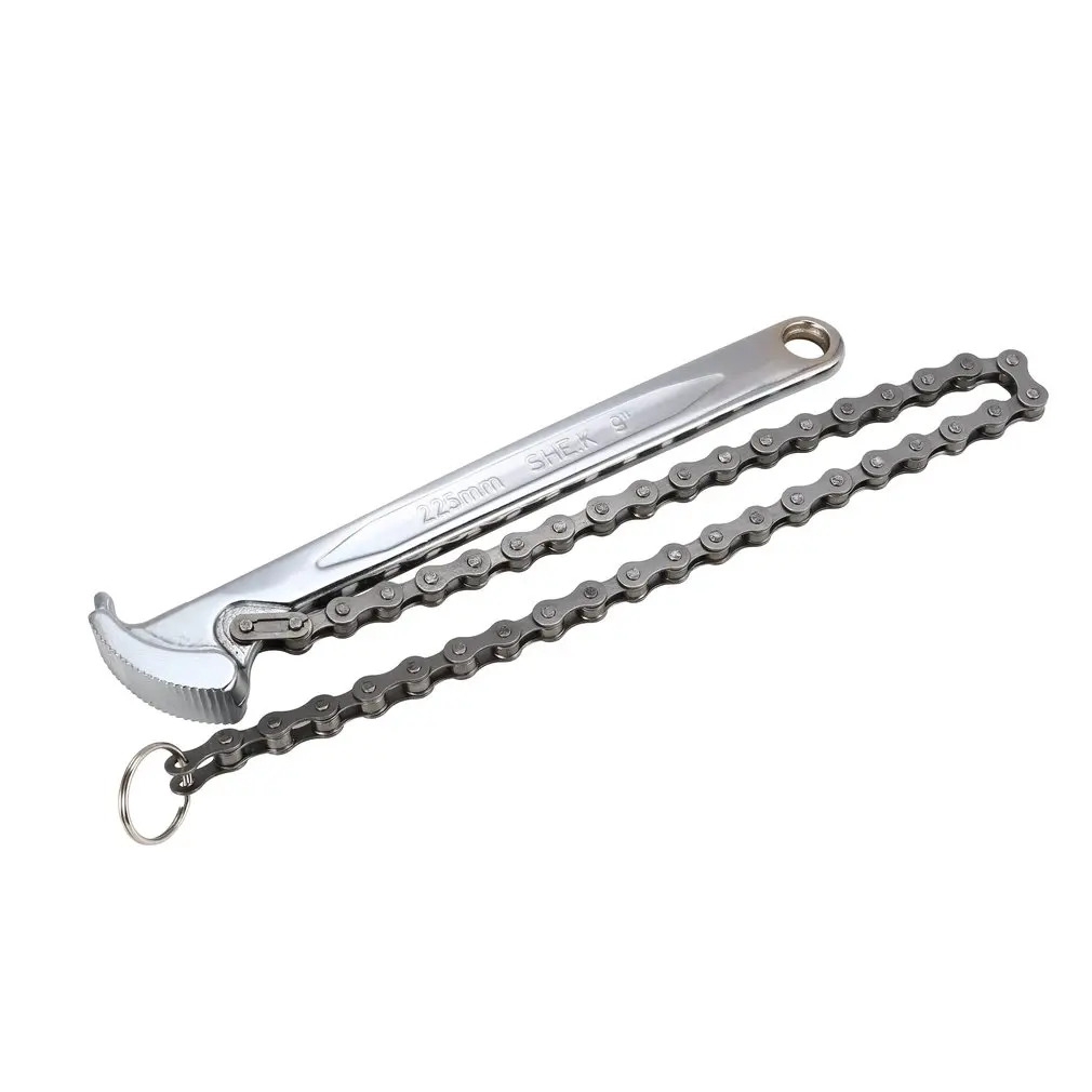 

SHE.K 9" 225mm Ratchet Chain Wrench Cr-V Steel Hand Pipe Tool Repairing Spanner Torque Car Oil Fuel Filters Remover