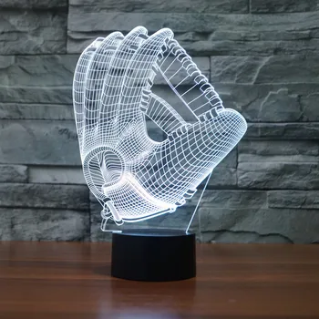 

Color Changing LED Night Light Lamp Mood 3D Baseball Glove Acrylic Bedroom Lighting Decoration Softball Nightlight