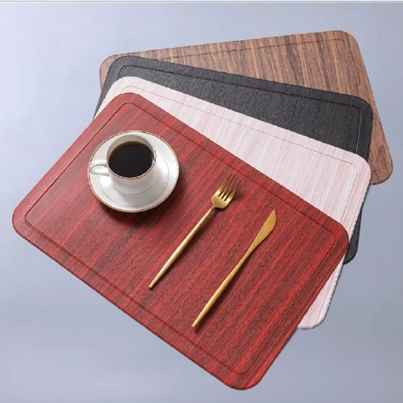 

Retro Placemat Coasters Tableware Mat Leather Wood Texture Heat-Insulated Table Mat Dishes Disc Bowl Pad Kitchen Bar Home Decor