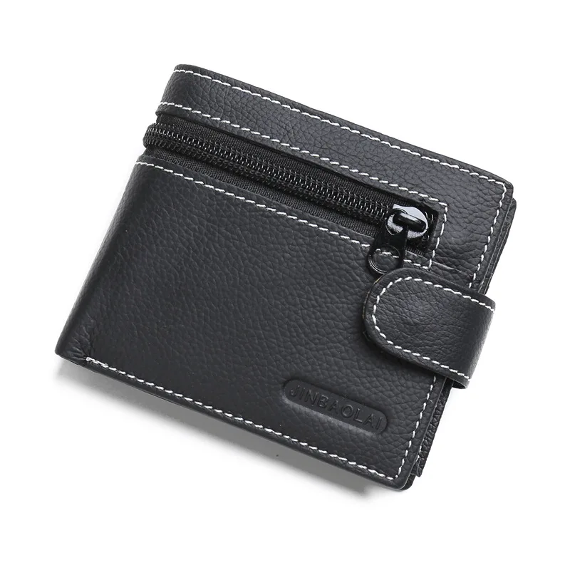 

2019 new men wallet genuine leather purse short stitch wallets brand money bag carteira card organizer Wholesale coin pocket
