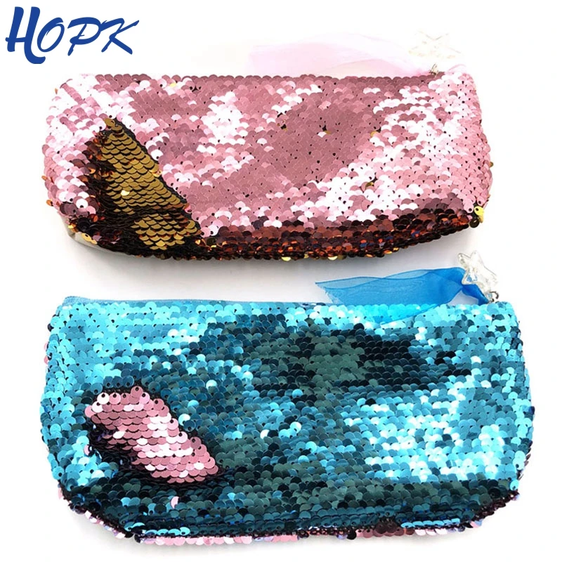 

Double Color Reversible Sequins Pencil Case for Girls DIY Magic Pencil Bag Box Pencilcases School Stationery Supplies Tools