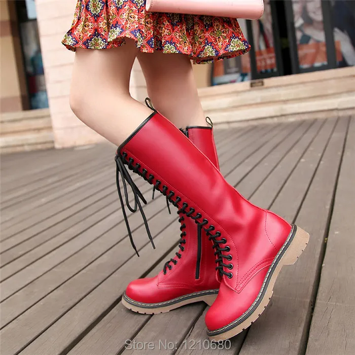 Nouveau 2016 Marque Tactique Bottes Femmes Martin Bottes, Mode Printemps femmes Bottes, cuir Véritable