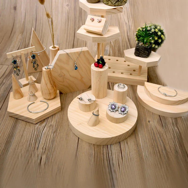  Wood Jewelry Display Stand Earrings Ring Necklace Bracelets Display Stand Wood Jewellery Display St