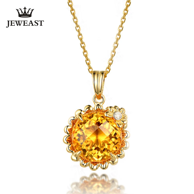 

Natural Citrine 18K Pure Gold Pendant Real AU 750 Solid Gold Upscale Trendy Classic Party Fine Jewelry Hot Sell New 2019