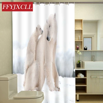 

Polar Bear Tiger Lion Swan Animal Printing Design Waterproof Polyester Fabric Shower Curtain Eco-Friendly Bathroom Curtain