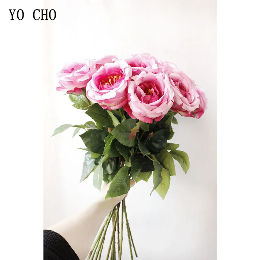 roses artificial flower fake flower silk peonies  (3)