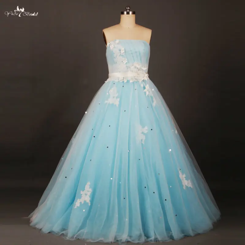 Online Get White Prom Dress With Blue Flowers Aliexpress Rse658 Long Puffy White Fl And Light Baby Blue Princess Prom 2016
