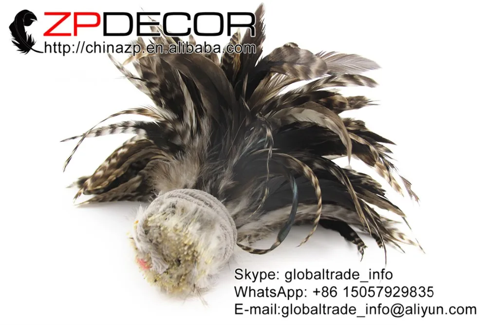 Natural and Bronze Mix Grizzly Rooster Schlappen Feathers (9)