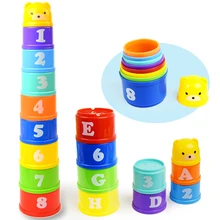8PCS Educational Baby Toys 6Month+ Figures Letters Foldind Stack Cup Tower Children Early Intelligence WJ487