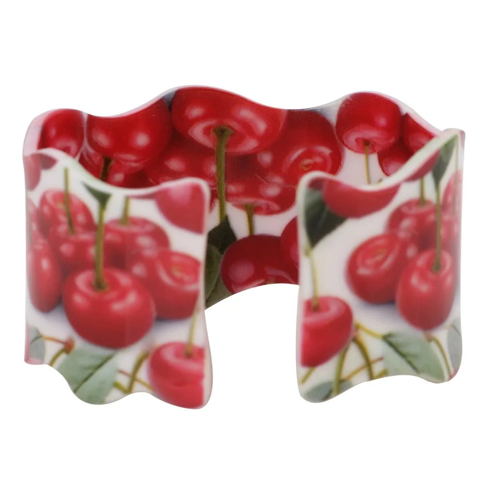 NEWEI сладкий акриловые Cherry узор широкие браслеты на запястье новости моды Фрукты