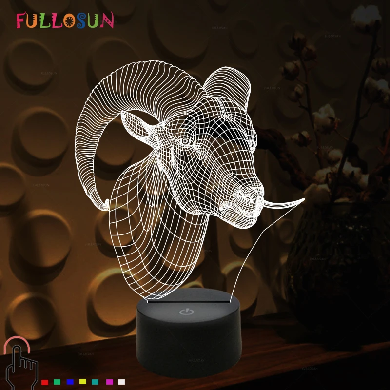 

Goat Model Decor Night Light 7 Color LED Animal Light Touch Sleeping Lamp as Bedside Room 3D Lamps