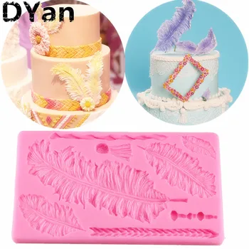 

Feather Texture Cake Fondant Mold Cake Decorating Tools Cake Border Silicone Embossed Molds Chocolate Baking Moulds A1411