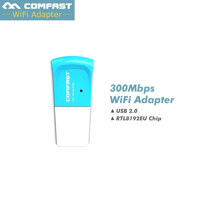 Comfast Mini USB WiFi адаптер N 802,11 b/g/n Wi-Fi ключ RTL8192EU с высоким коэффициентом усиления 300 Мбит/с Беспроводная антенна wifi для компьютера ноутбука