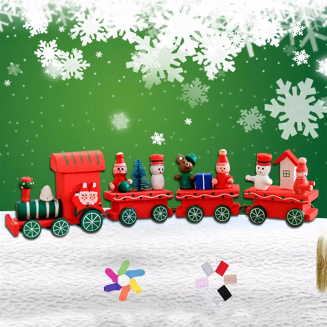New Christmas Creative Wooden Train Santa Claus Festival Ornament Kids Gift Toy New 2 Color
