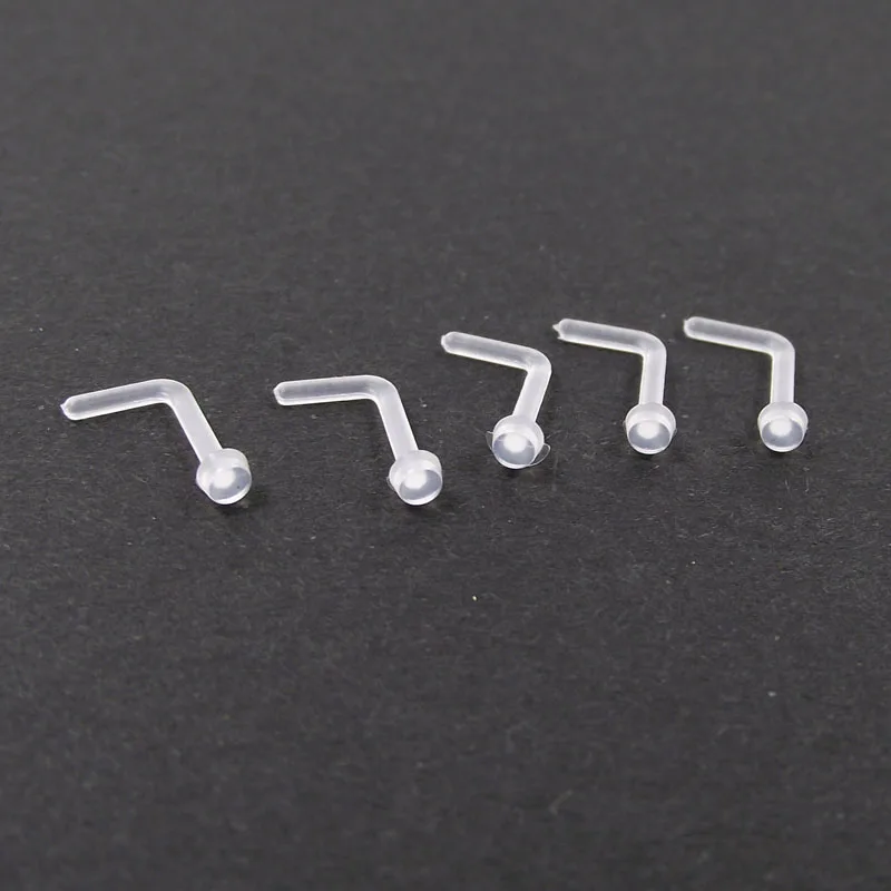 

5 Pieces 18G L Shape Twist Clear Invisible Nose Ring Tragus Earring Piercing Jewelry