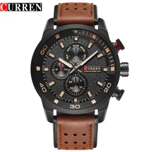 CURREN marque haut nouveau mode casual quartz montre-bracelet hommes en cuir montres bracelet en cuir rond Quartz Résistant À L’eau 30 m 8250