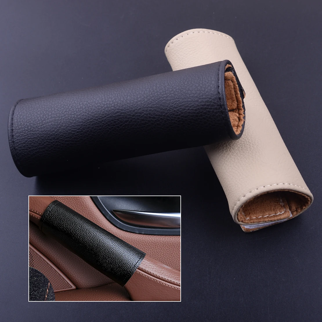 

CITALL Car Styling Interior Leather Door Panel Pull Handle Trim Cover Sleeve Protector Fit For BMW 5 Series F10