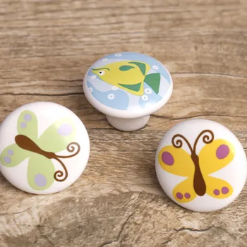 

10PCS Colorful Ceramic round butterfly flower Cabinet Knobs Door Pull Handles Cupboard Drawer Wardrobe Furniture Handle Knobs
