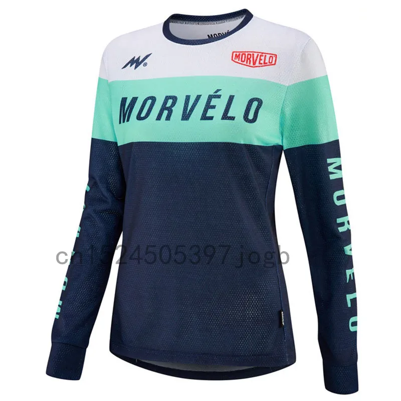 Новые весенние женские футболки Morvelo с длинным рукавом MTB Дорожный велосипед Велоспорт Джерси анти-УФ велосипед одежда Maillots Ciclismo