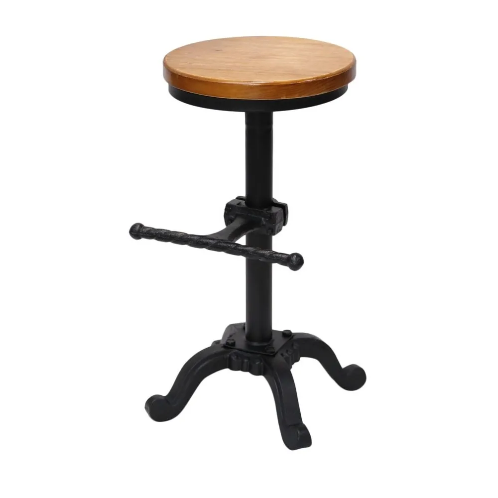 

Rural High Barstool Adjustable Height Bar Stool Durable Home Dining Chair Portable Home Stool Cast Iron Pub Furniture