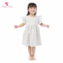 Kaiya Angel Повседневное; футболки в полоску с рюшами для маленьких девочек платье с невидимой молнией летняя одежда на каждый день, для детей ясельного возраста; платье для девочек es