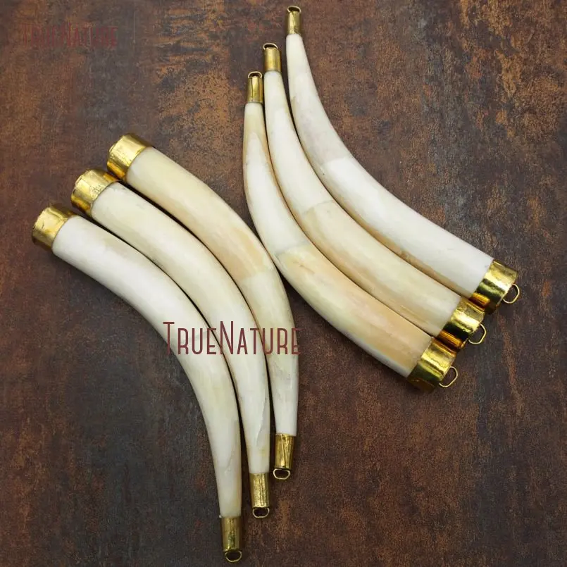 20171211-PM9083- Creamy Ox Bone Pendant Brass Pendant Horn Tusk Pendant_4