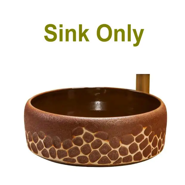 Рельефная фарфоровая настольная раковина для ванной комнаты - Цвет: Sink Only