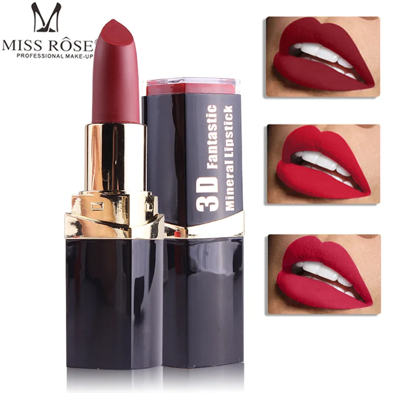 

MISS ROSE makeup full black 42 colors matte lipstick mineral batom waterproof matt lip stick tint lips care,1-21