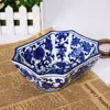 European dry fruit tray blue and white underglaze and paintedirregular shape ceramic fruite plate 3