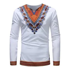 BAIBAZIN Африканский для мужчин белый традиционная Дашики длинная рубашка Дашики человек рубашка макси Летняя мужская одежда человек футболка