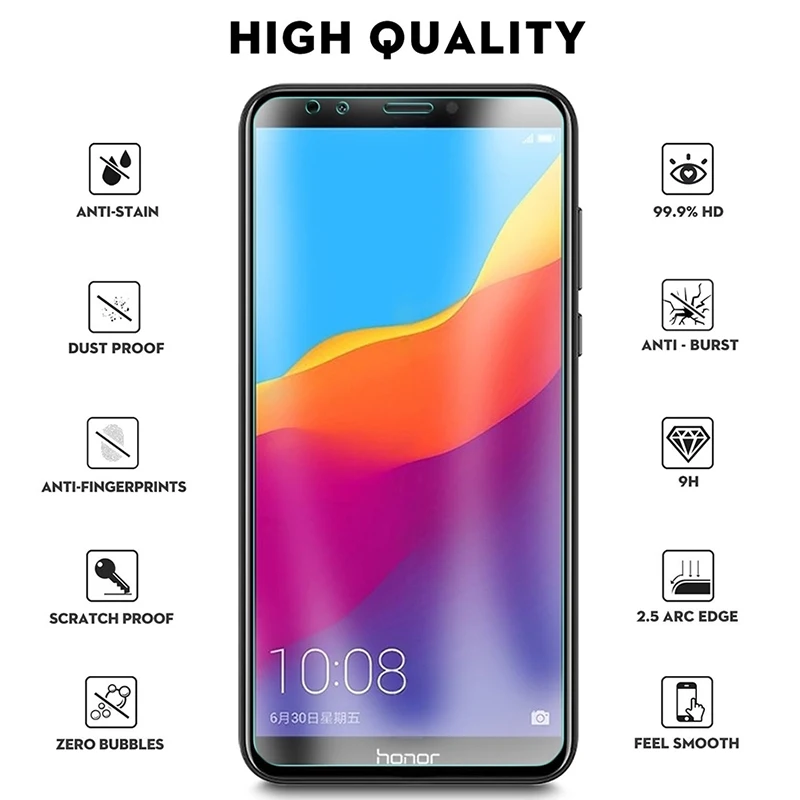 Закаленное стекло для Huawei Honor Y5 2018 Y6 Y7 Pro Prime 2019 Защитная пленка экрана 7C 7A|Защитные