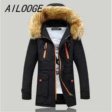 AILOOGE Winter Mens Parka Clothing Thicking Men Jacket Coat With Fur Hood high Quality Jackets Men Plus Size Vestidos Hot Sale