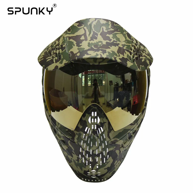 GREAT Woodland Camo Tactical Military PAINTBALL MASK with Visor and DYE