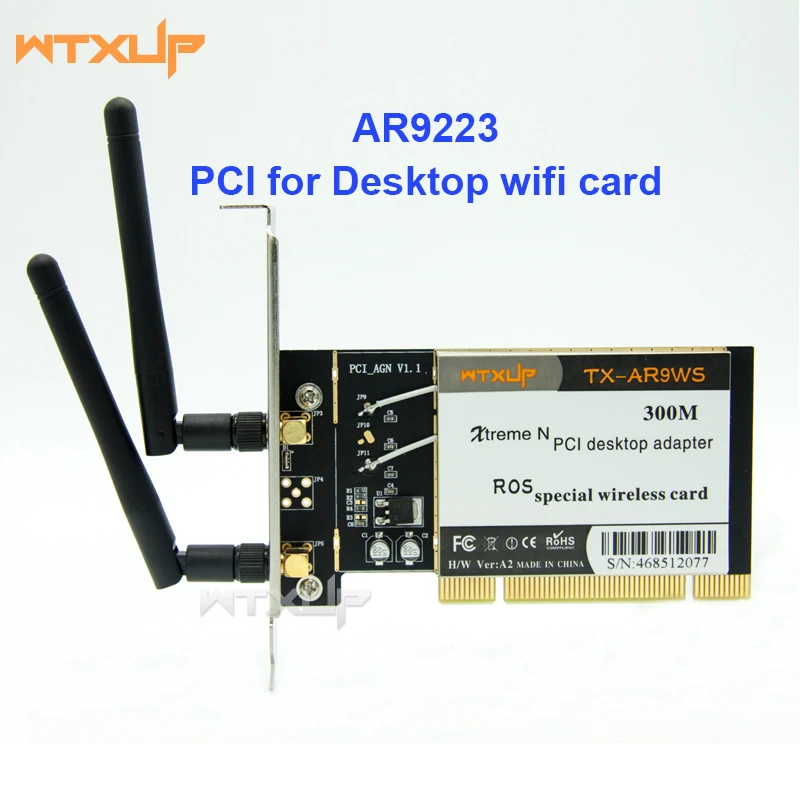 

Atheros AR9223 PCI 300M 802.11b/g/n Wireless WiFi Network Adapter for Desktop 2 Antenna