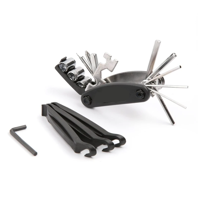

16 in 1 Multi-Function Bike Bicycle Cycling Mechanic Repair Tool Kit with 3 pcs Tire Pry Bars Rods