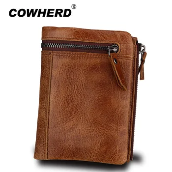 

2020 New Design Brand Men Wallets 100% Genuine Leather Purse with Credit Card Holder Male Wallet Zipper Coin Pocket Change Purse