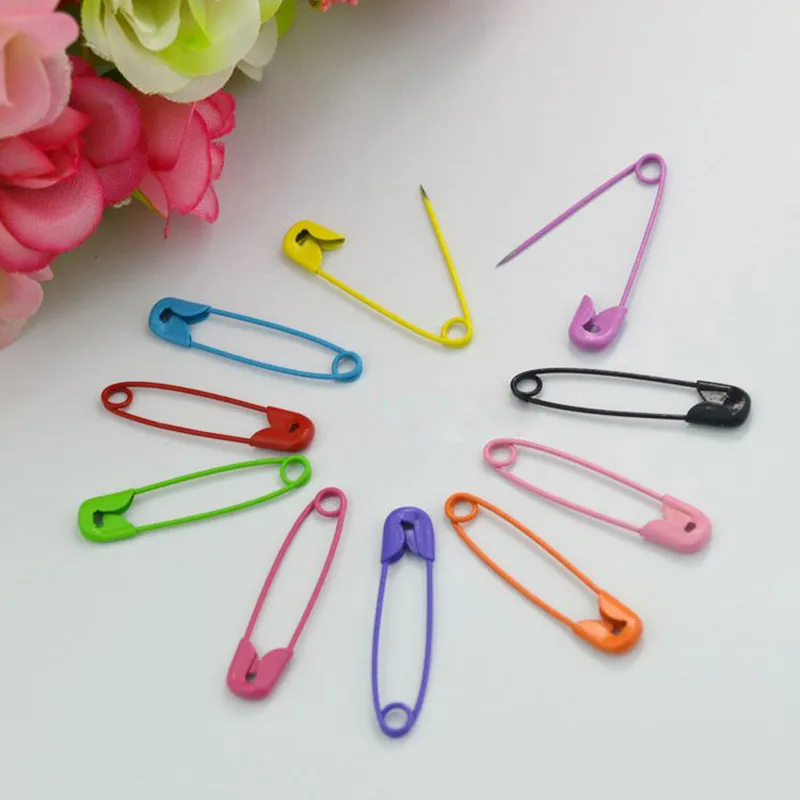 200Pcs 30*7mm Mixed Color Safety Pins Metal Candy Color DIY Needle Pins