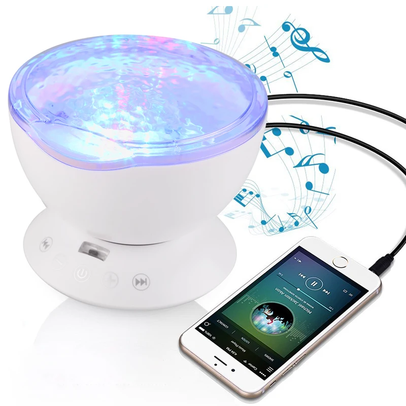 

Fast Shipping Ocean Wave Projector LED Night Light Built In Music Player Remote Control 7 Light Luminaria for kids Bedroom
