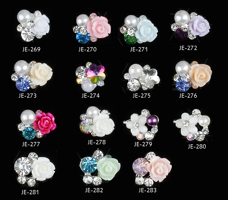 

10Pcs Alloy Glitter 3D Nail Art Pearls Decorations With Rhinestones,Alloy Nail Charms,Jewelry On Nails Salon Supplers/JE269-283